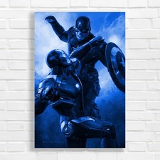 Listing image for Heroic Superheroes Epic Battle Blue Canvas Print Large Picture Wall Art