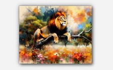 Listing image for Fancy African Lion Picture art splashes of paint #3 Reprint