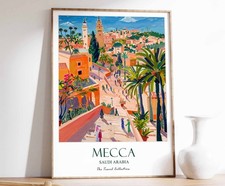 Listing image for 4 Mecca Print, Mecca Travel Poster, Saudi Arabia Poster, Islamic Decor, Middle E