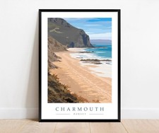 Listing image for Charmouth Beach Poster | Dorset Coastal Wall Art | Jurassic Coast Wall Print