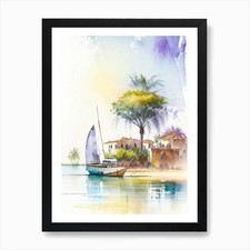 Listing image for Lamu Island Kenya Watercolour Paste Framed Wall Art Poster Canvas Print Picture