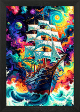 Listing image for Ghost Ship Framed Wall Art Poster Canvas Print Picture