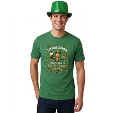 Listing image for Adults St Patricks Day Costume Irish Spirit Print T-Shirt Green Top Hat Outfit