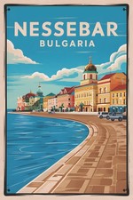 Listing image for Nessebar Bulgaria Retro Travel Poster Print Wall Art