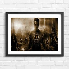 Listing image for Epic Fantasy Green Lantern Hero Sepia Framed Wall Art Print Large Picture Home