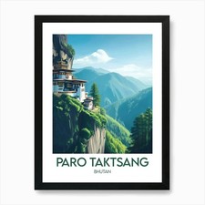 Listing image for Affiche de voyage Paro Taktsang Art Framed Wall Art Poster Canvas Print Picture