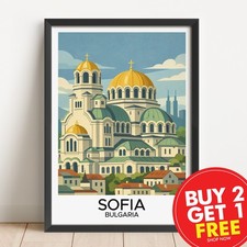 Listing image for Sofia Bulgaria Travel Print, Retro Wall Art, Home Decor, Art Deco Vintage, Gift