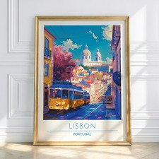 Listing image for Lisbon Travel Poster – Vintage Alfama Tram, Portugal Cityscape Art
