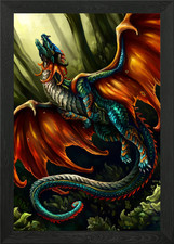 Listing image for Rain forest dragon queen Framed Wall Art Poster Canvas Print Picture