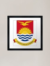 Listing image for national emblem seal of Kiribati Fr Framed Wall Art Poster Canvas Print Picture