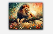 Listing image for Fancy African Lion Picture art splashes of paint #2 Reprint