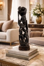 Listing image for Authentic Makonde Shetani Ebony Wood Sculpture African Tribal Art 34cm