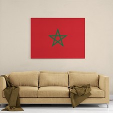 Listing image for Morocco Flag Canvas Wall Art Moroccan Patriotic Berber North African Hang Decor