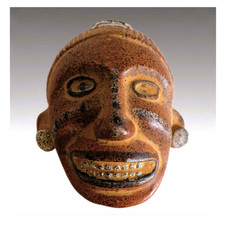 Listing image for Mexican Folk Art Terracotta Clay Face Mask Wall Hanging Primitive Decor 322g old