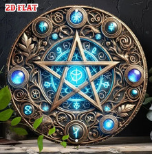 Listing image for Witchcraft wiccan wicca pentagram demonic Round Metal Sign gothic Wall Art 20cm