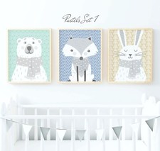 Listing image for Woodland Nursery Decor, Woodland Animal Prints, Woodland Nursery Prints, Pastels