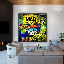 Listing image for Dexter's Mad Scientist Graffiti Street Culture Cartoon Wall Art Stretched Canvas