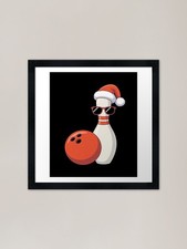 Listing image for Sports Christmas Bowling - Snowman Framed Wall Art Poster Canvas Print Picture