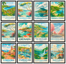 Listing image for Vintage Iconic Cities Around the World Poster Home Decor Wall Art A5 A4 A3
