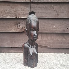 Listing image for African Hand Carved Wooden Figure / Bust African folk art carved female figure