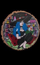 Listing image for Painting Wall Art Witchcraft Wood Slice Witch Witchcraft