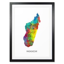 Listing image for Madagascar Map, Poster, Canvas or Framed Print, watercolour painting 10877