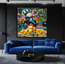 Listing image for Mr. Moneybags High Modern Graffiti Stretched Canvas Artwork - Pop Culture Decor