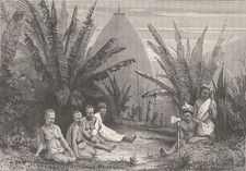 Listing image for PACIFIC ISLANDS. House of a Chief, New Caledonia & group Papuans 1890 print