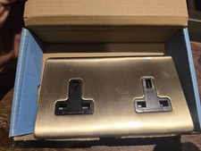 Listing image for Antique Heritage Brass Double Socket Unswitched