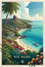 Listing image for Vibrant Boe City, Nauru - Pacific Island Travel Poster Art Print A1-A4 Poster Ar