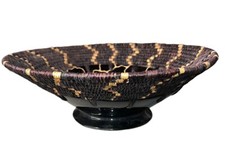 Listing image for Swazi Ceramics Pottery Bowl Wicker Grass Woven Artist Signed Africa Swaziland