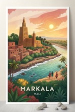 Listing image for Mesmerizing Markala Mali Travel Poster - Vibrant African Cityscape Art Print A1