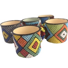 Listing image for Beaded African Mug Cup Enamel Multi Colour Beads 5 tribal decor art handmade