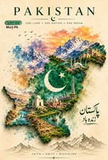 Listing image for Pakistan Map Wall Art, Vintage Travel Poster, Minimalist Home Decor Digital Dow