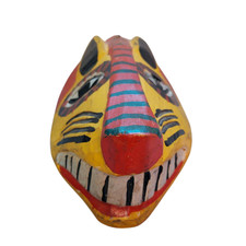 Listing image for Vintage Wooden Mexican Folk Art Tiger Mask. Hand Painted. Free Tracked Delivery.