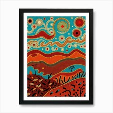 Listing image for Aboriginal Landscape Painting 1 Art Framed Wall Art Poster Canvas Print Picture