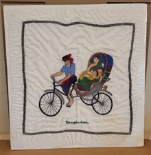 Listing image for VTG • Aarong • Hand Embroidered • Silk Art Tapestry • 19"×20" • Bangladesh