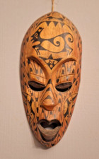 Listing image for Old Tribal Wooden Mask Hand Carved Painted Ethnographic Collectible Vintage Art