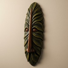 Listing image for Hand Carved Sri Lankan Wooden Mask 15” Kaduru Wood Nature Wall Art