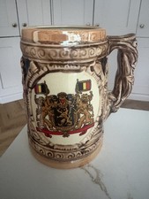 Listing image for Vintage Belgique Belgium Souvenir Beer Stein Mug Ceramic Coat of Arms Crest 5.5”
