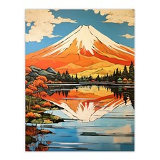 Listing image for Mount Fuji Lake Kawaguchi Japan Sacred Volcano Mountain Wall Art Poster Print