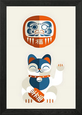 Listing image for Japanese Lucky Charms Framed Wall Art Poster Canvas Print Picture