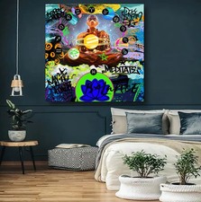 Listing image for 12 Zodiac Balanced Monk – Graffiti Modern Street Art Canvas - Modern Zen Canvas