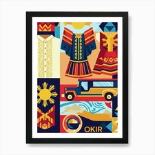 Listing image for Philippine Abstract Pattern Culture Framed Wall Art Poster Canvas Print Picture