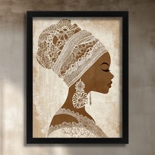 Listing image for African Woman Silhouette Neutral Earth Tone Wall Art Boho Cultural Decor Print