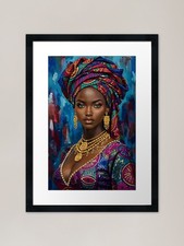 Listing image for Regal African Queen Portrait with G Framed Wall Art Poster Canvas Print Picture