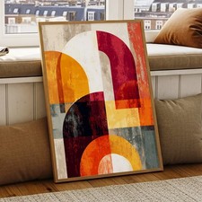 Listing image for Abstract Shape Art, Oil Painting Palette, Minimal Neutral Wall Poster Print
