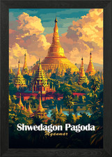 Listing image for Shwedagon Pagoda Myanmar Framed Wall Art Poster Canvas Print Picture