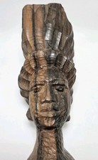 Listing image for Carved Hard Wood Woman Head Bust Art Sculpture 7.25" Tribal Ethnic Bohohemian