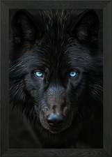 Listing image for Black Wolf Portrait Framed Wall Art Poster Canvas Print Picture